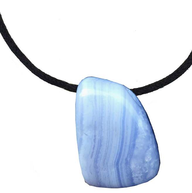 Calcédoine bleue roulée percée 3cm