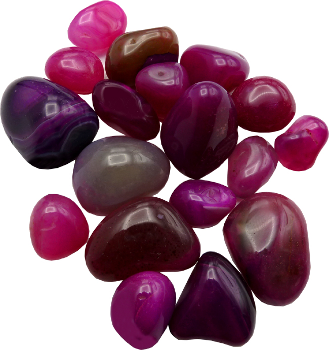 Agate rose teintée roulées 250g