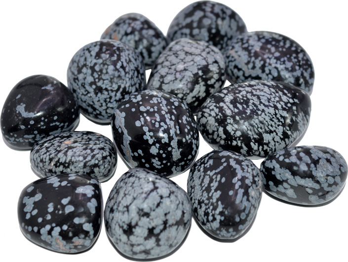 Obsidian snowflake rolled stones 250g