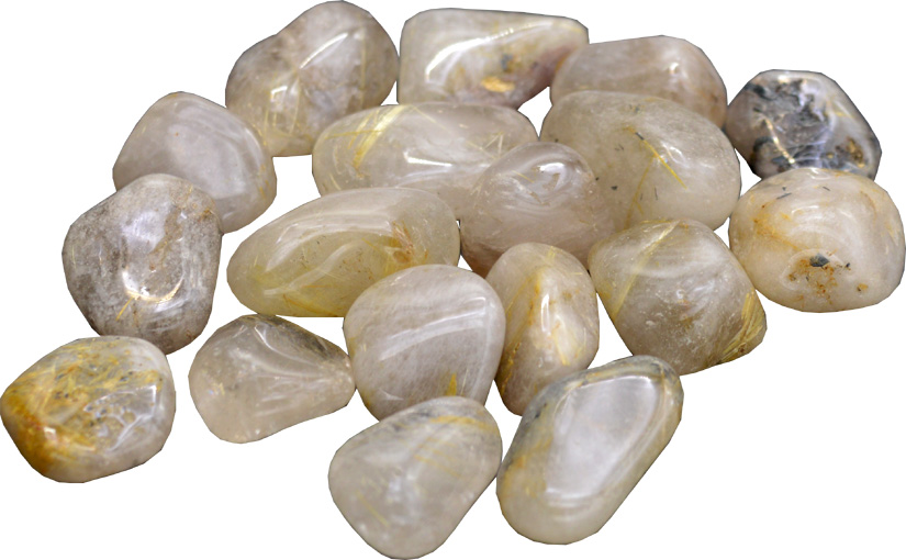 'B' grade rutilated quartz tumbled 250g