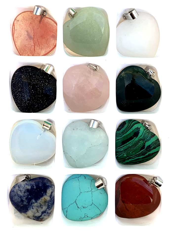 Pendentif coeur en pierre 12pcs