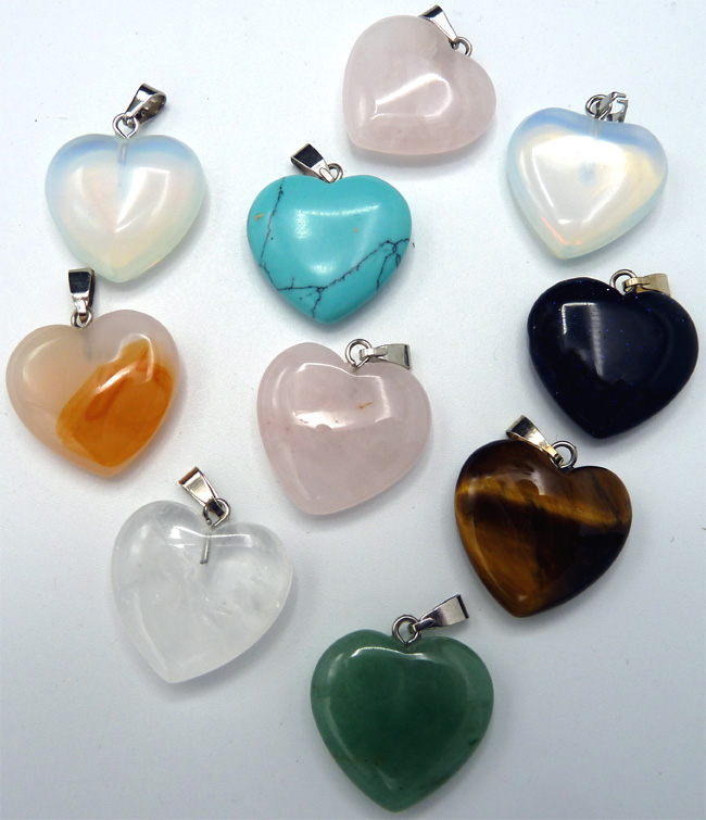 Pendentif coeur en pierre 10pcs