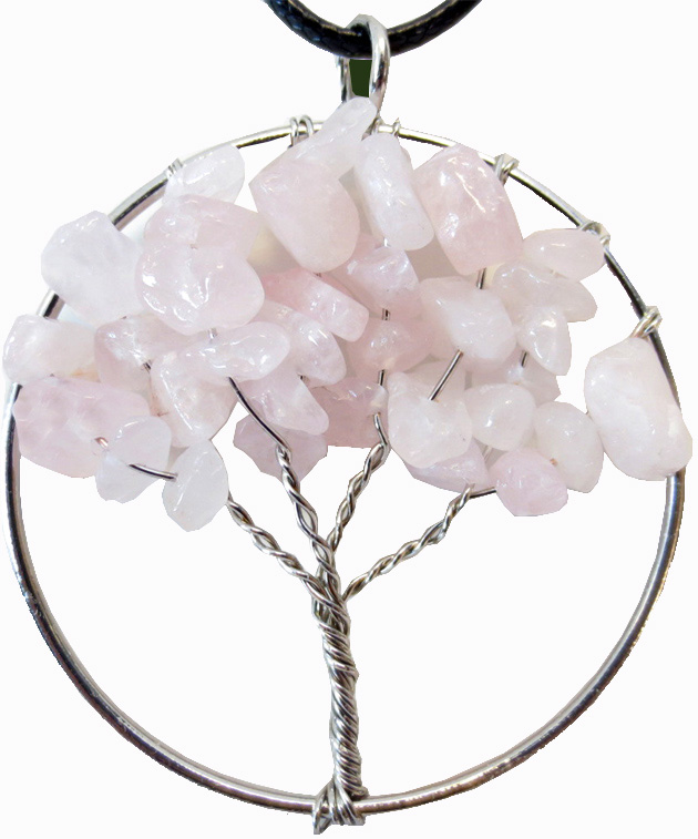 Collier Arbre de vie Quartz rose 5cm