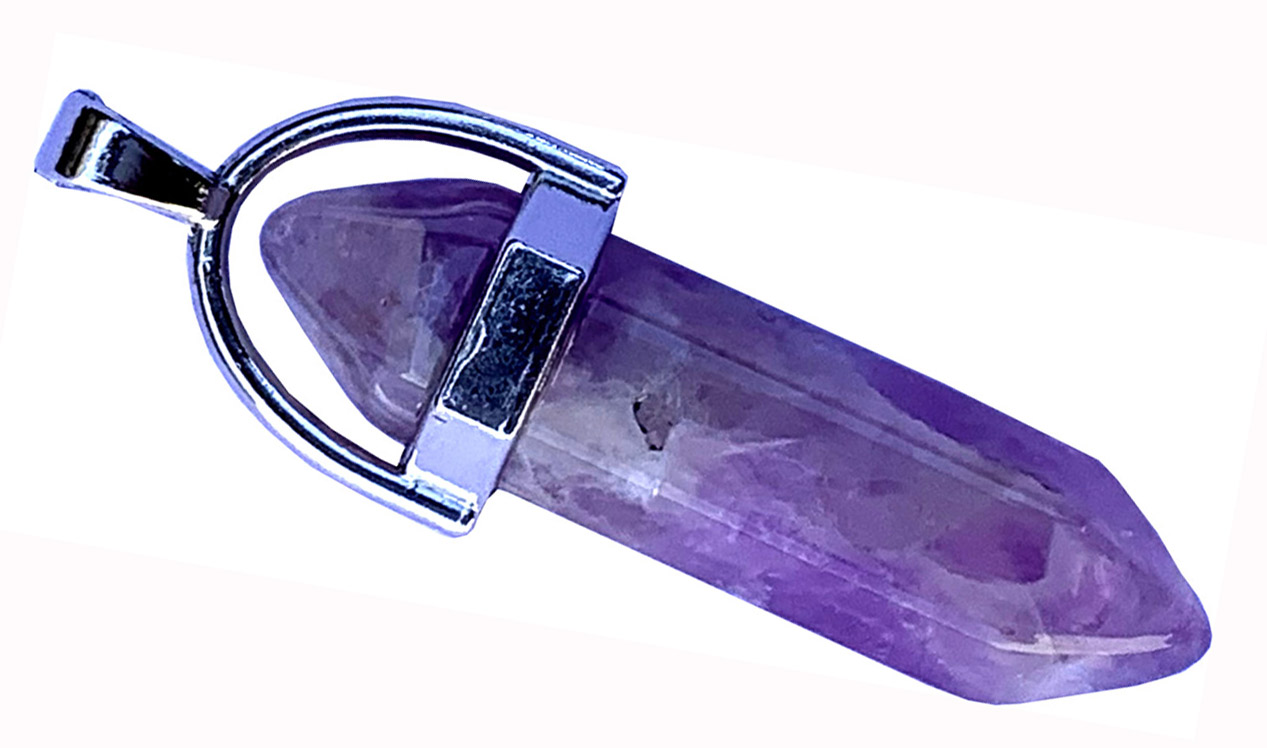Pendentif conique Améthyste & Metal