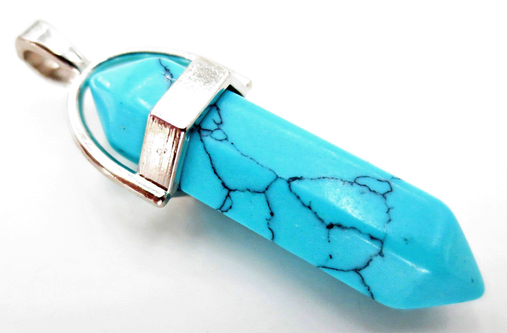 Pendentif conique Turquoise & metal
