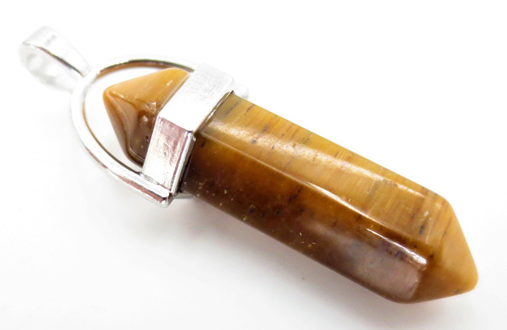 Pendentif conique Oeil du tigre & metal