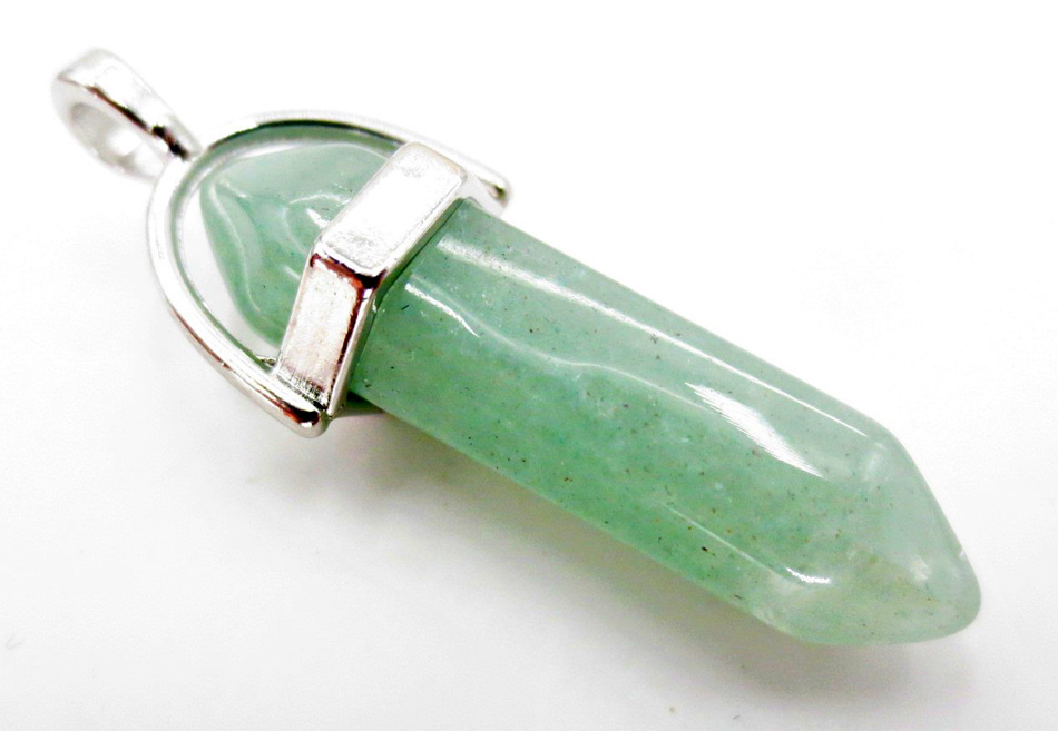 Pendentif conique Jade vert & metal