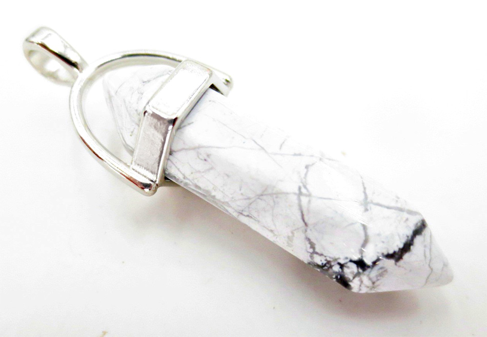 Pendentif conique Howlite & metal