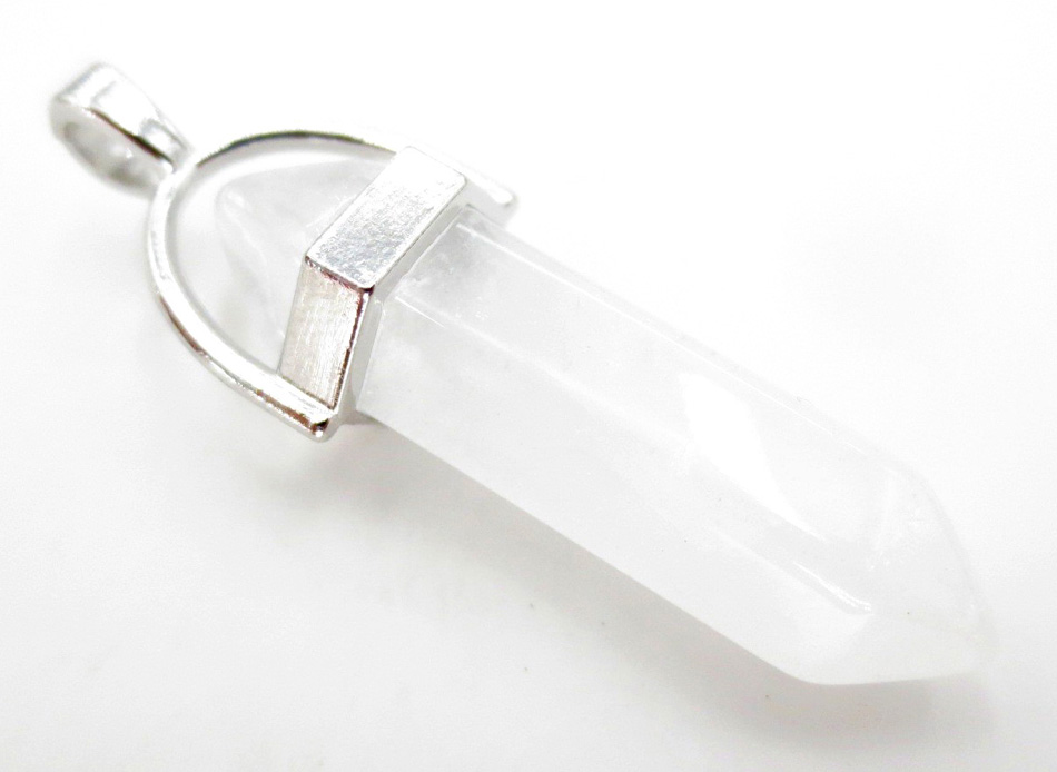 Pendentif conique Cristal de roche & metal