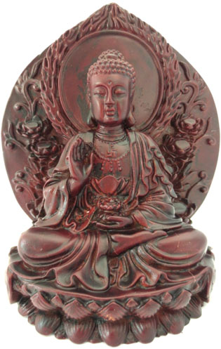 Bouddha rouge assis sur lotus 13cm