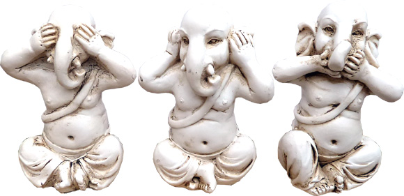 Set de 3 éléphants sagesse 8cm