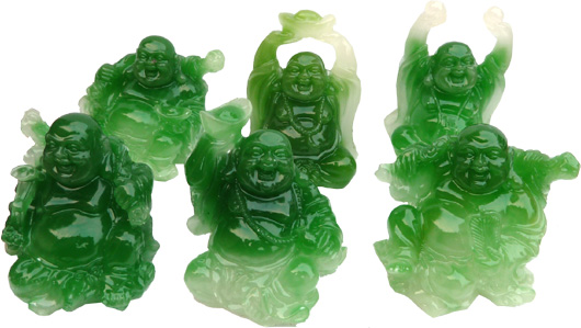 Set de 6 bouddhas couleur jade 5cm