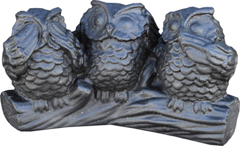 Hibou de la sagesse noir en résine 10cm