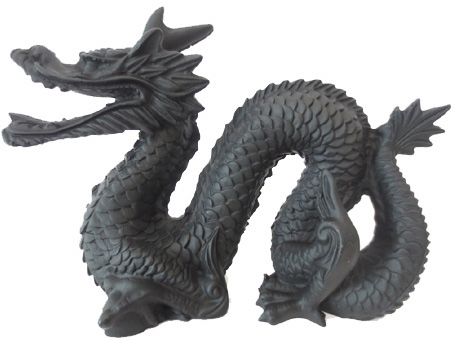 Dragon noir en resine 18cm
