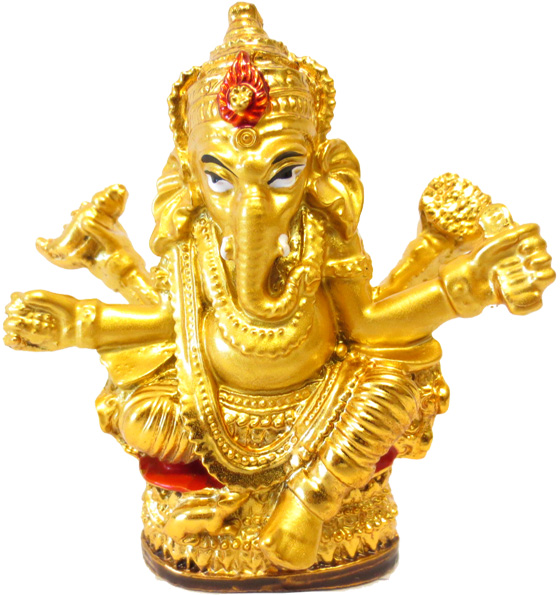 Statua di ganesh in resina dorata 8 cm