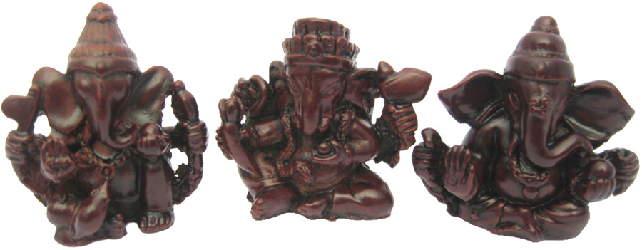 Set de 3 ganeshs en résine rouges 5cm