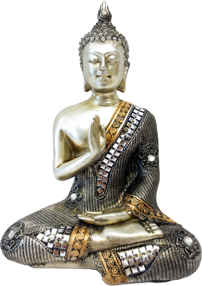Buddha meditazione argento 20cm