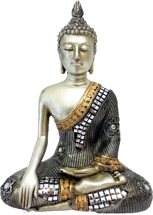Bouddha meditation argent miroir 21cm