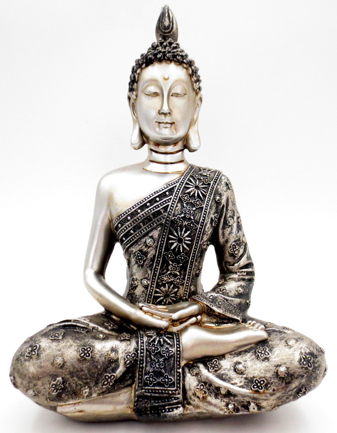 Bouddha meditation Dhyana argent 20cm