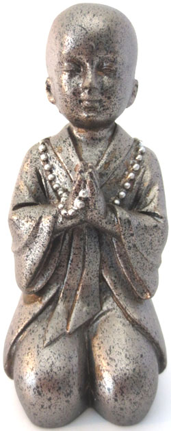 Moine shaolin méditation argenté 11cm
