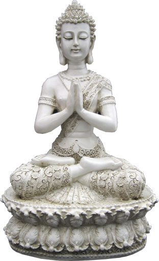 Bouddha du tibet meditation sur lotus argent 35cm