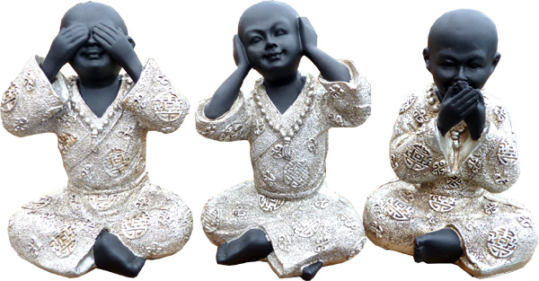 Set de 3 moines sagesse 10x15cm