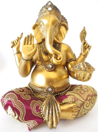 Ganesh assis rouge & or 20cm