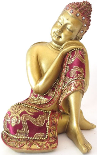 Buddha pensatore rosso e oro 19 cm