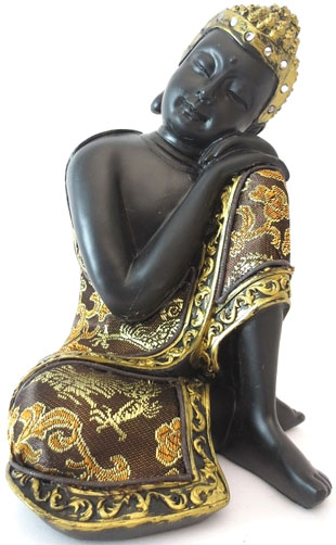 Pensatore Buddha nero e oro 19 cm