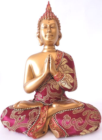 Boudha Thai rouge & or 22cm