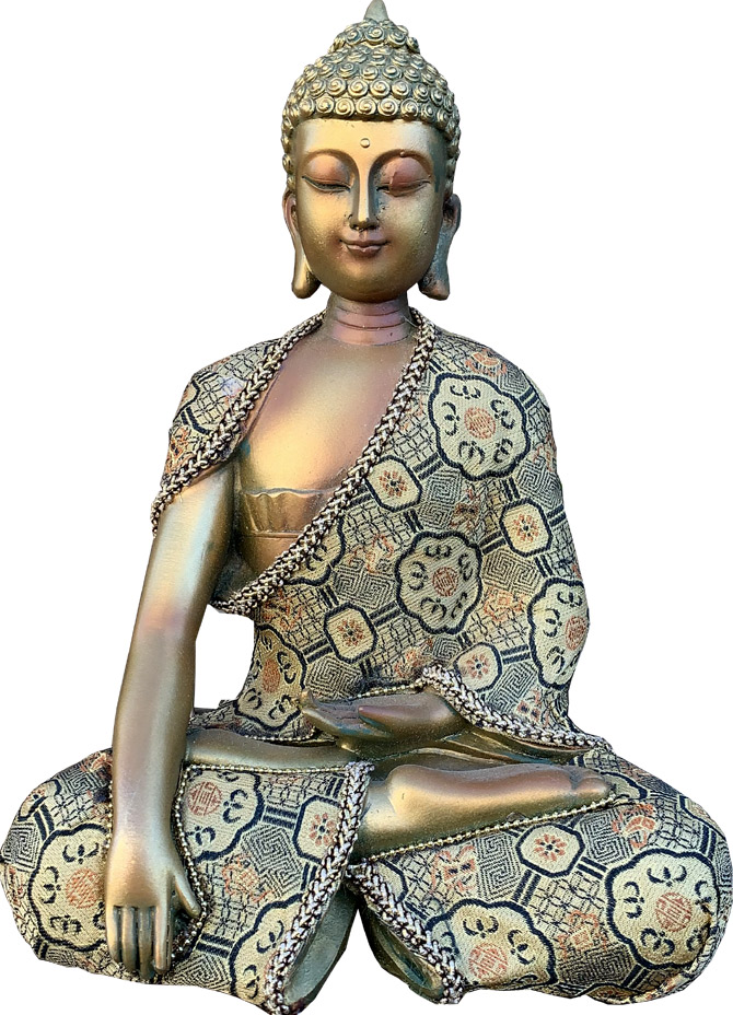 Bouddha meditation Bhumisparsha doré 22cm