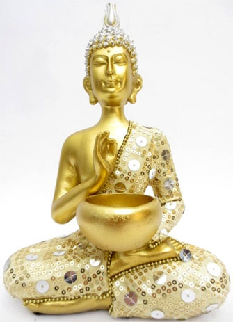 hai buddha with bowl gold 22cm