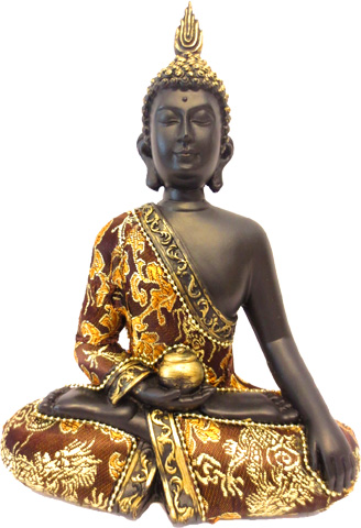 Thai Buddha black & gold 22cm