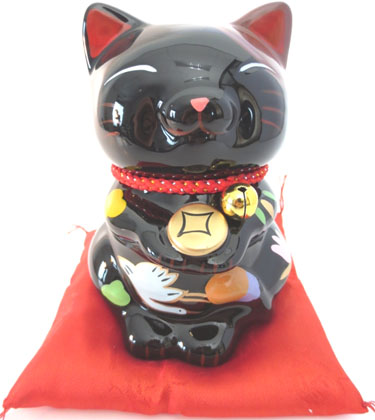 Gatto felino nero in piedi su cuscino 12 cm