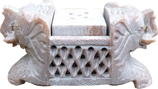 Porte encens élephant double face en pierre 10cm