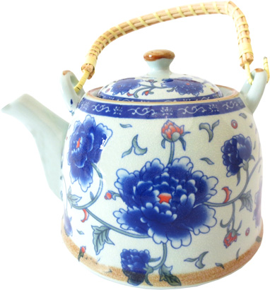 Théière blanche fleurs bleues porcelaine