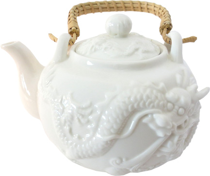Théière blanche dragon porcelaine