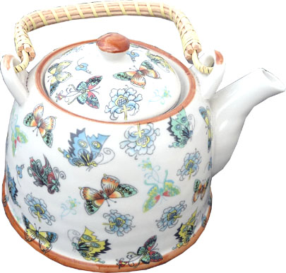 Théière blanche papillons porcelaine