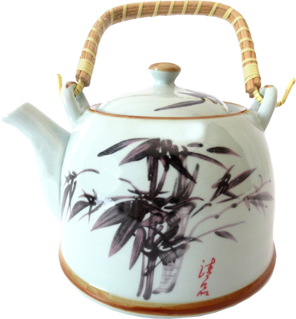 Théière bleu clair feuilles de bambou