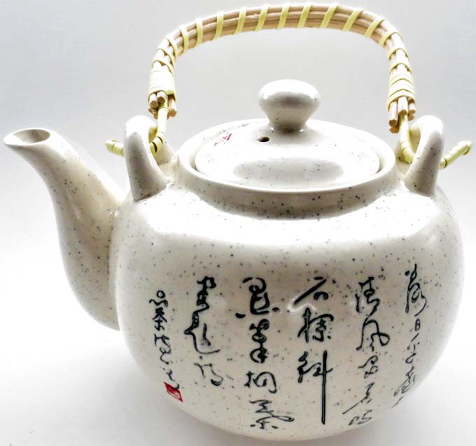 Théière blanche poème chinois