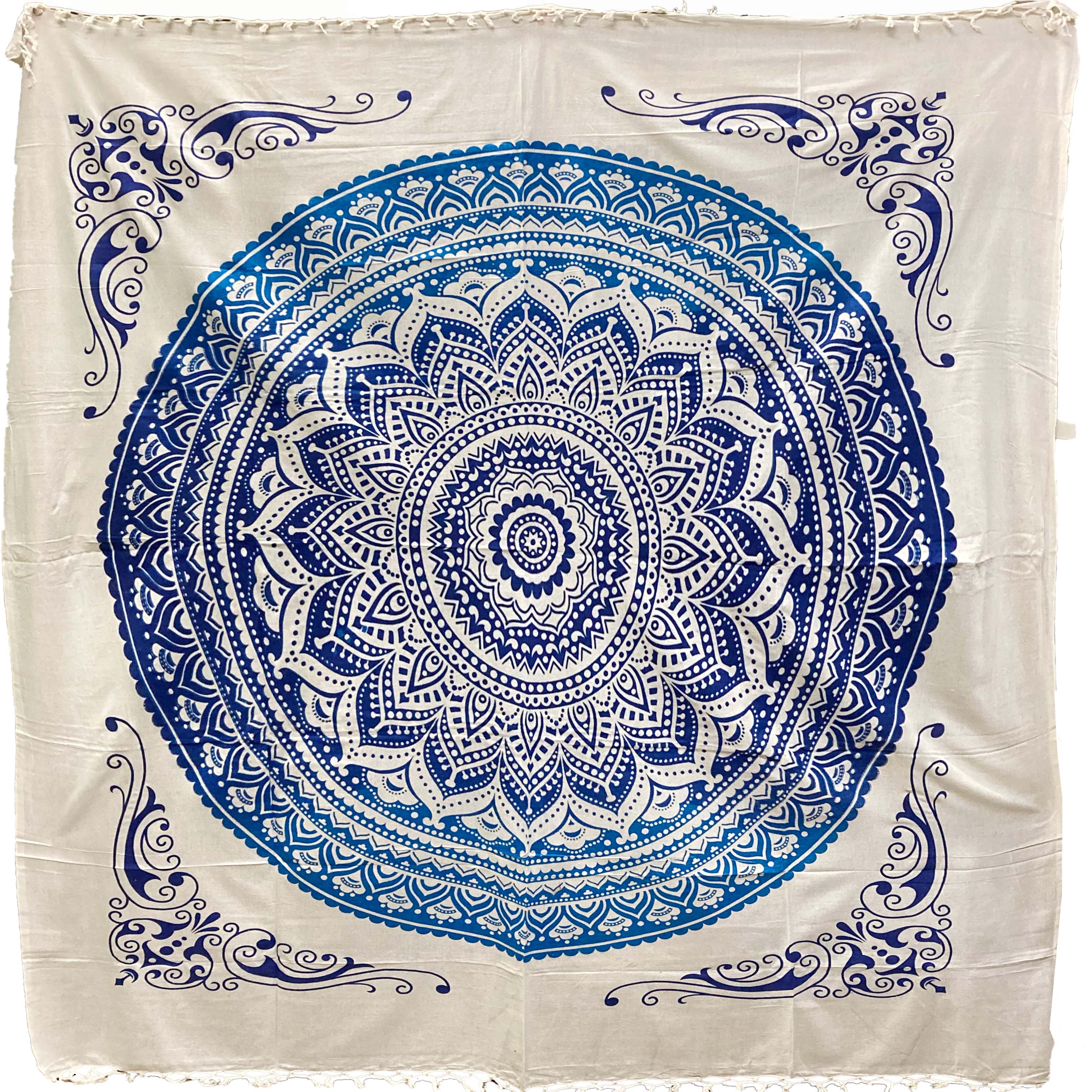 Tenture mandala fleurs bordeaux jaune & fushia