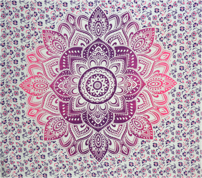 Tenture lotus blanc mauve violet et fushia