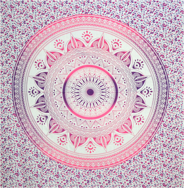 Tenture madala blanc mauve fushia et violet