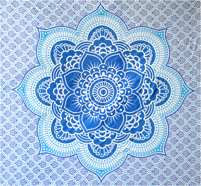 Tenture lotus bleu & bleu clair