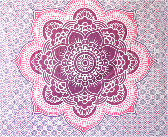 Tenture lotus mosaique mauve & fushia