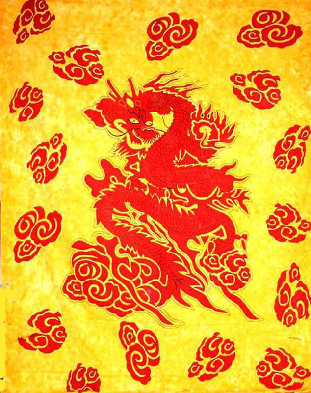 Tenture dragon japonais bleu