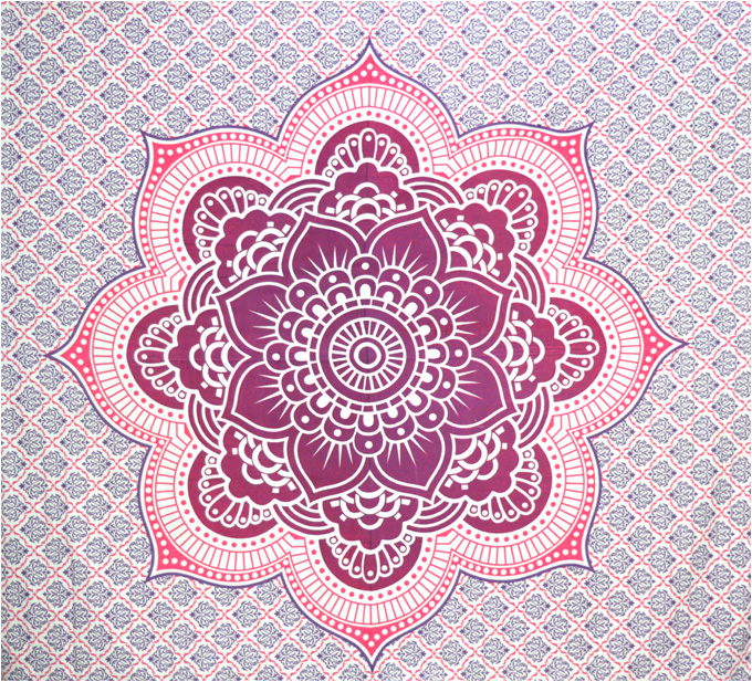 Tenture lotus blanc mauve violet et fushia