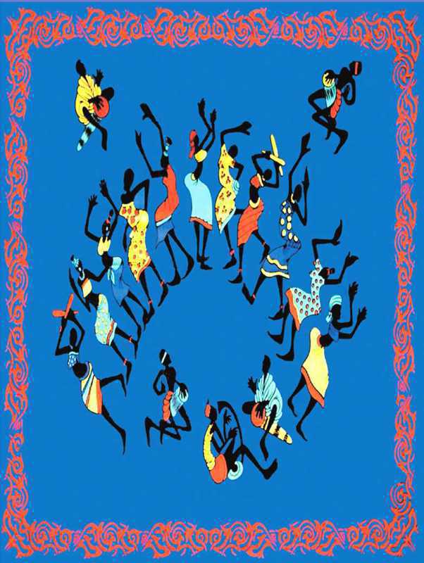 Tenture Danseurs Africains jaune