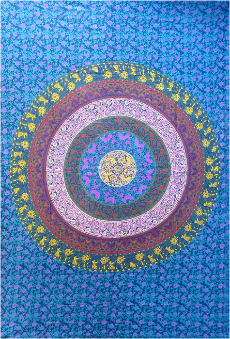 Tenture mandala bleu & vert