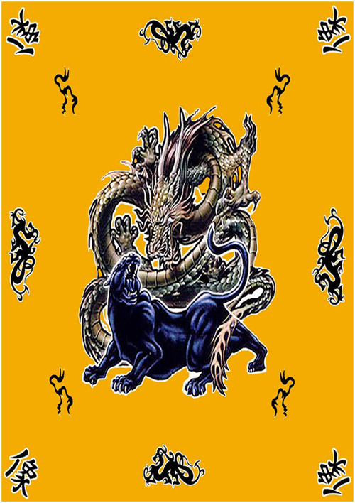 Tenture arabesk noir dragon & panthère 